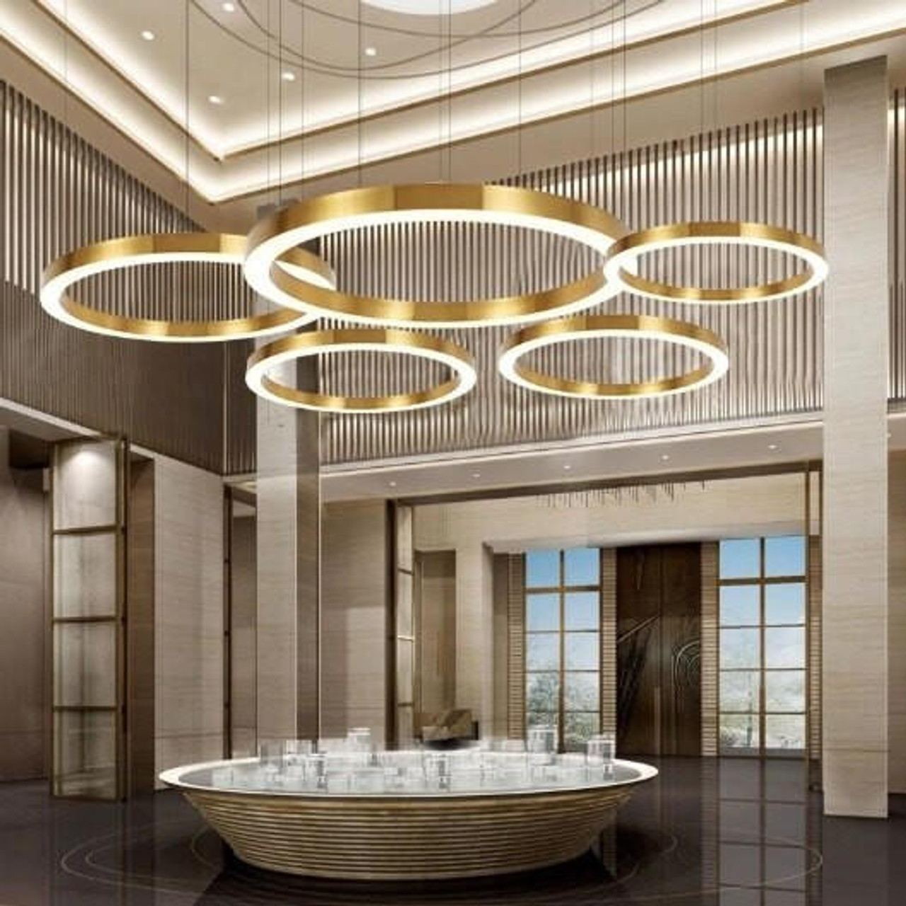 led ring chandelier light